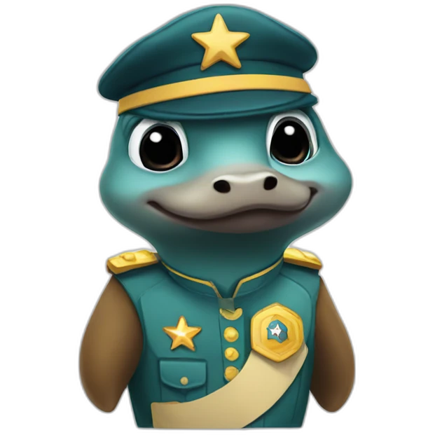 Platypus wearing a star troop uniform emoji