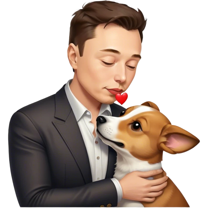 Elon musk kissing dog emoji