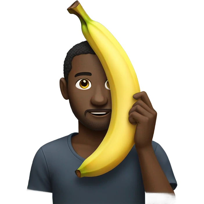 Dark skin man with banana crying emoji