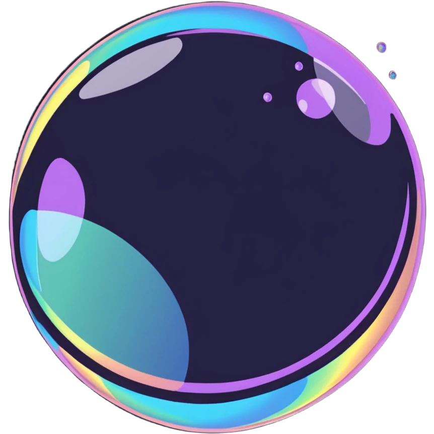 big iridescent soap bubble with small bubbles next to it emoji