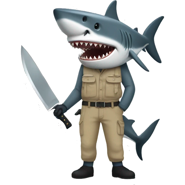 Shark with khakis and a knife emoji
