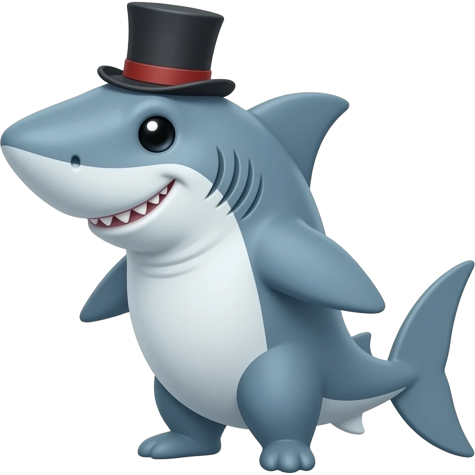 Shark with a top hat emoji