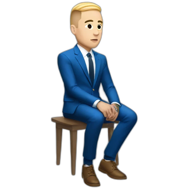 mac miller with a blonde comb over skin fade wearing a blue suit on computer emoji