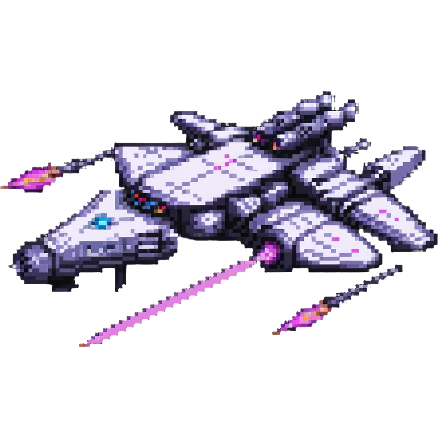 Retro-futuristic space cruiser with laser cannons emoji