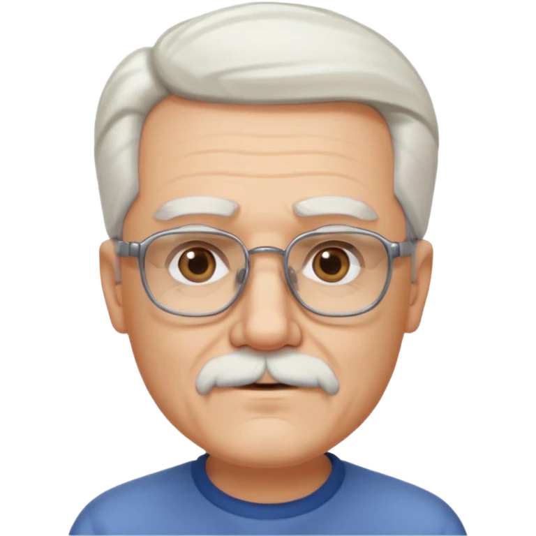 old guy, swept back white hair, blocky face, rectangle frame glasses, goatee emoji