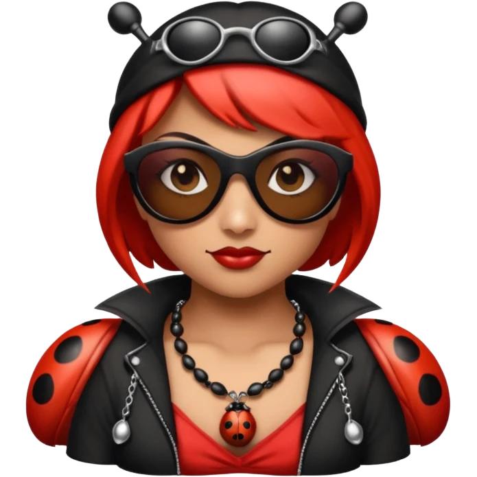 a badass villain ladybug thug with sunglasses and a necklace on emoji