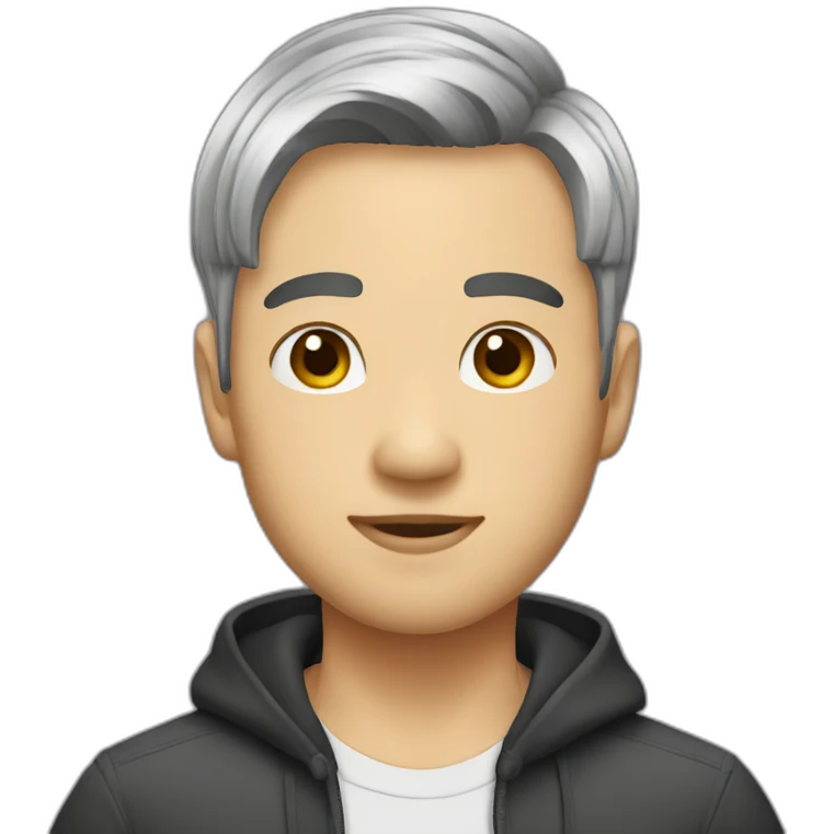asian male with curtains haircut black hair emoji