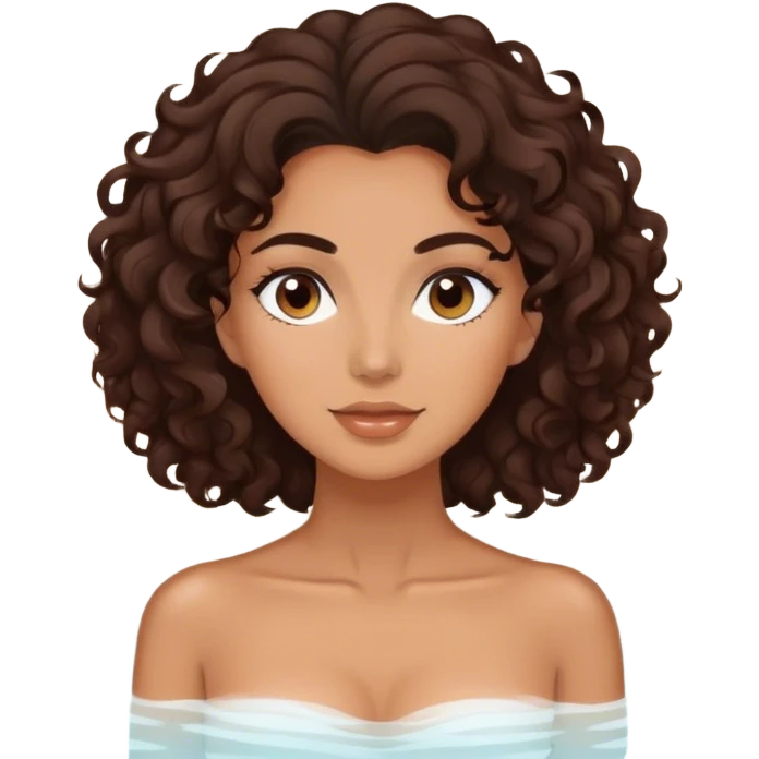 CHICA EN EL spa de pelo rizado castaño oscuro y piel trigueña emoji