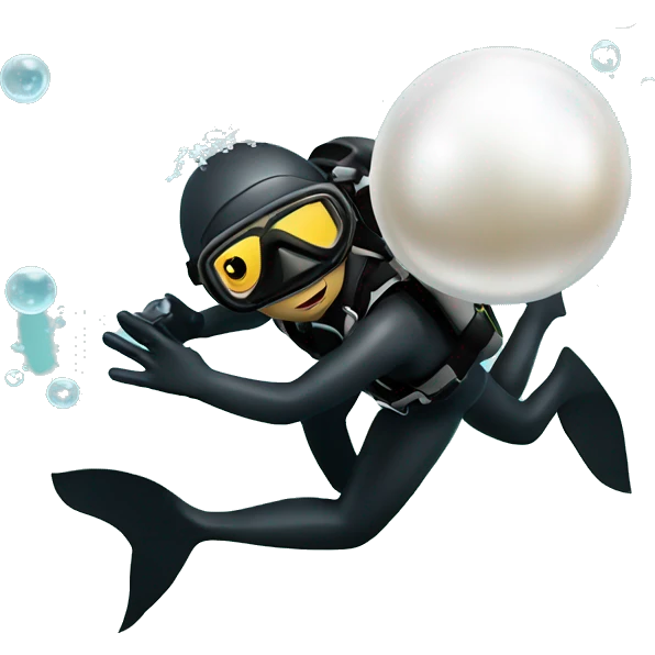 Scuba diver finds a pearl in the ocean emoji