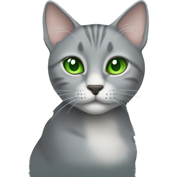 Grey cat with green eyes  emoji