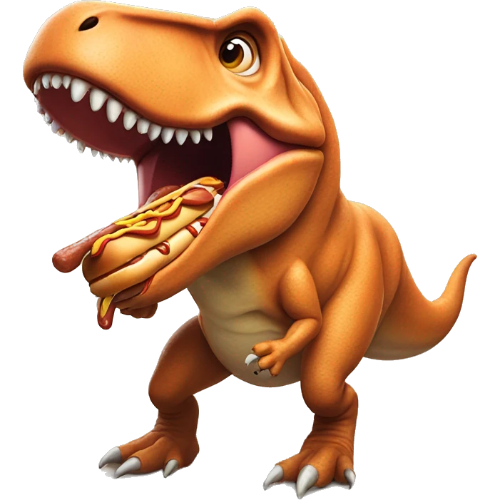 T-Rex eating a hot dog emoji