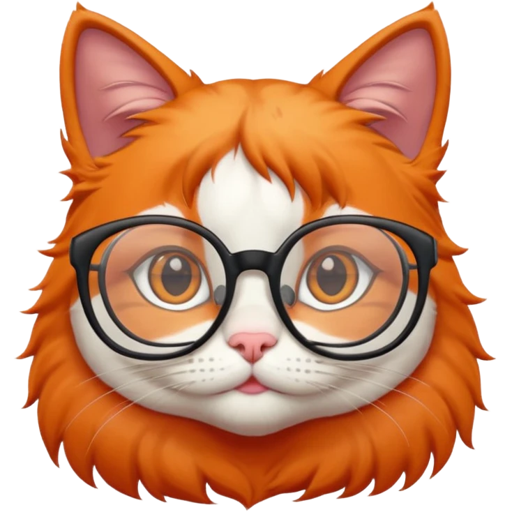 cute girl cat with big thin framed glasses emoji