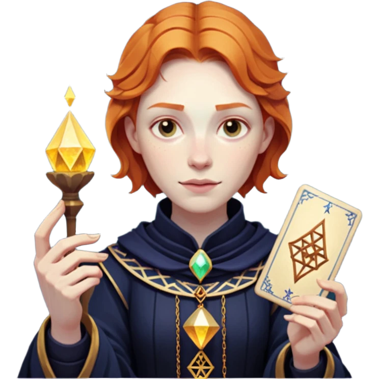 fantasy magic tarot card low poly ginger emoji