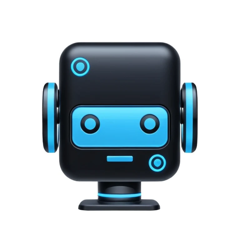 mailing bot logo, minimal style, flat icon, black background, neon blue accents, modern tech aesthetic
 emoji