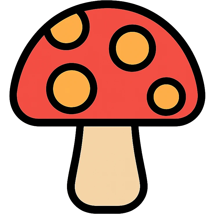 mushroom icon, color outline, playful and friendly emoji