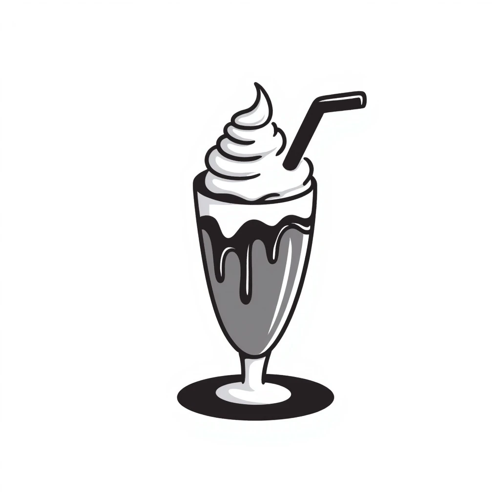 a chocolate milkshake, hand-drawn doodle style emoji