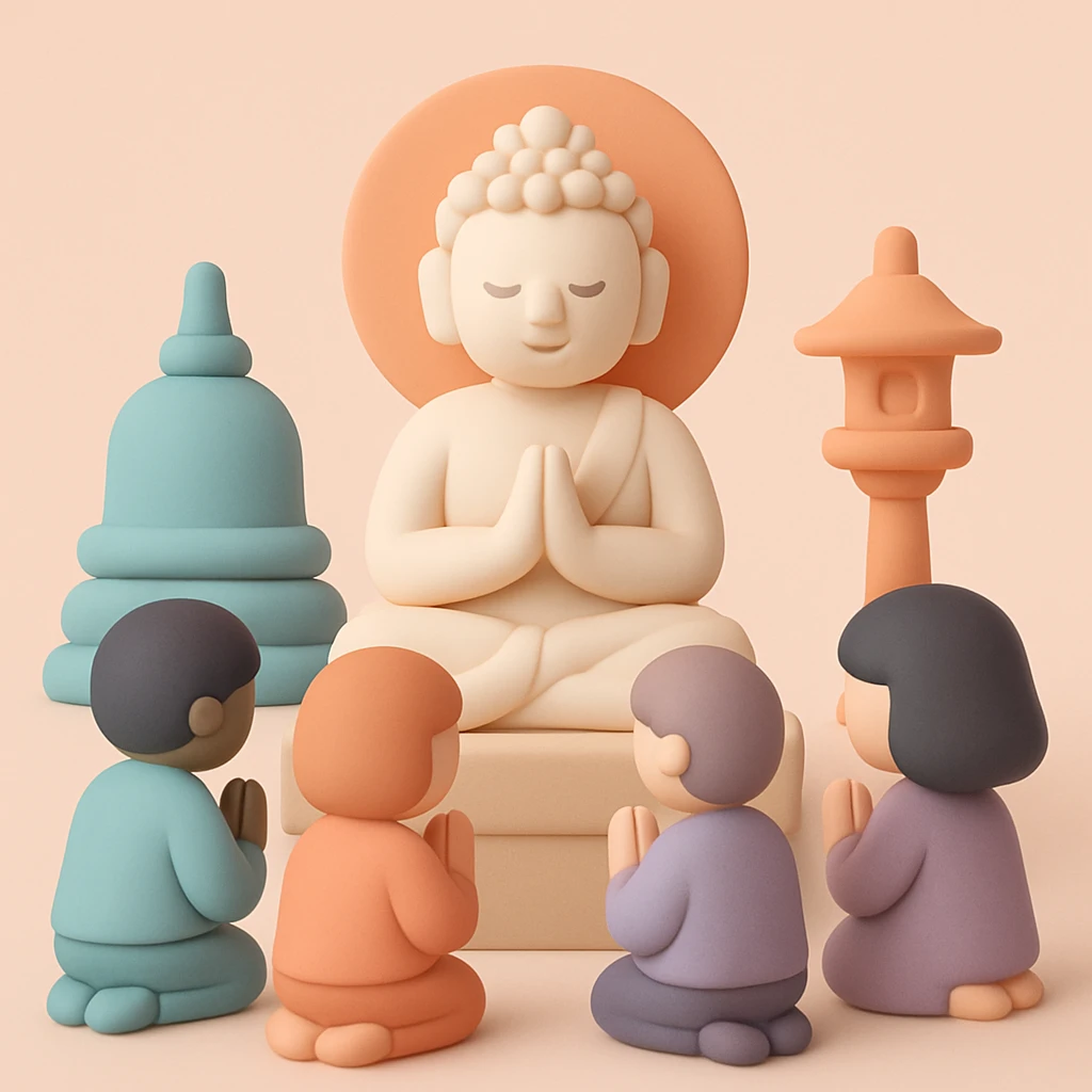 people praying in a Buddhist temple emoji