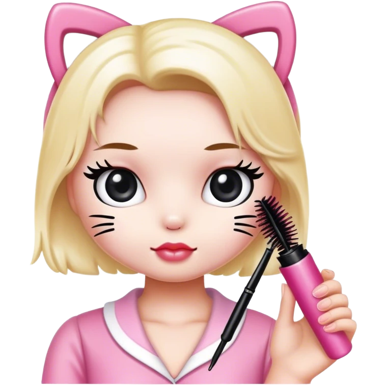  hello Kitty holding an eyelash mascara spoolie emoji