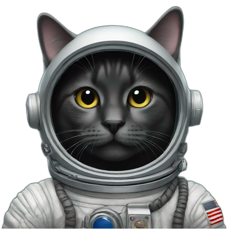 Black kiss cat-cosmonaut emoji