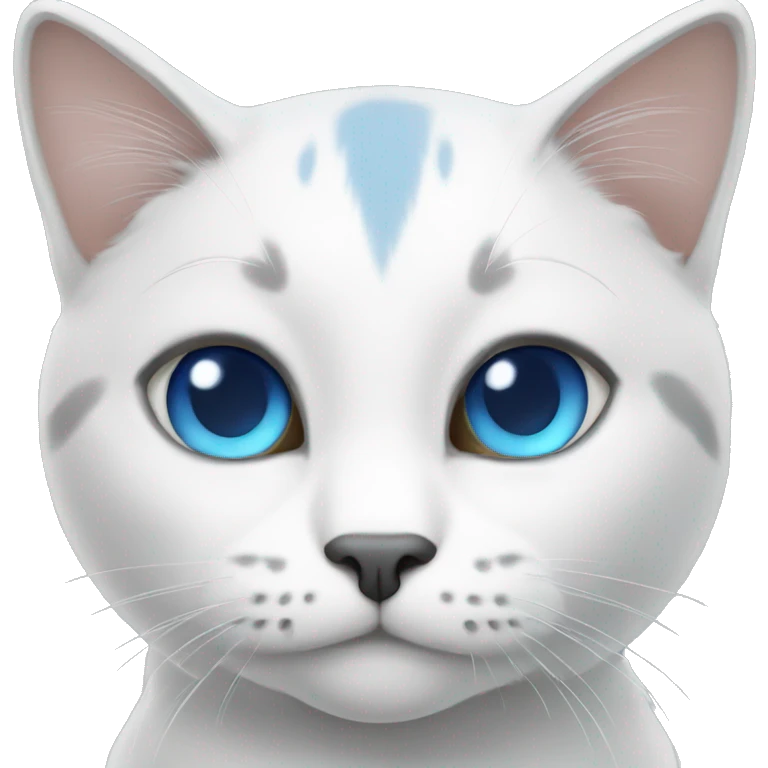 White/gray Cat with blue eyes emoji