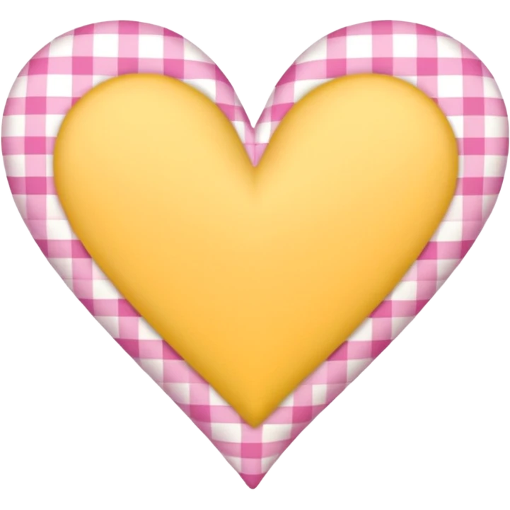 Pink and yellow gingham heart emoji