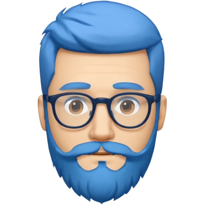 male, blue hair, glasses, beard emoji