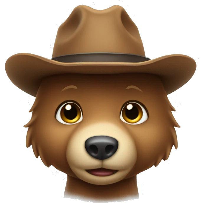 a cute shy bear in a cowboy hat emoji