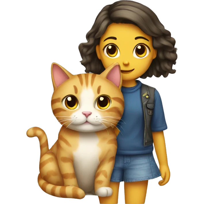 A cat with a girl  emoji