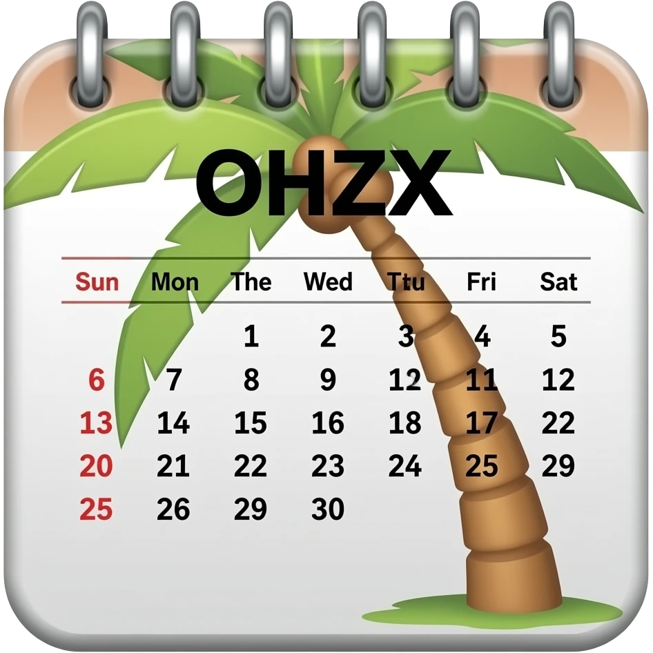 달력안에 야자수가 들어간 이모지 emoji