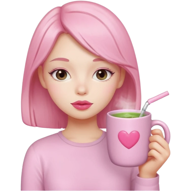 clean girl, pink matcha  emoji
