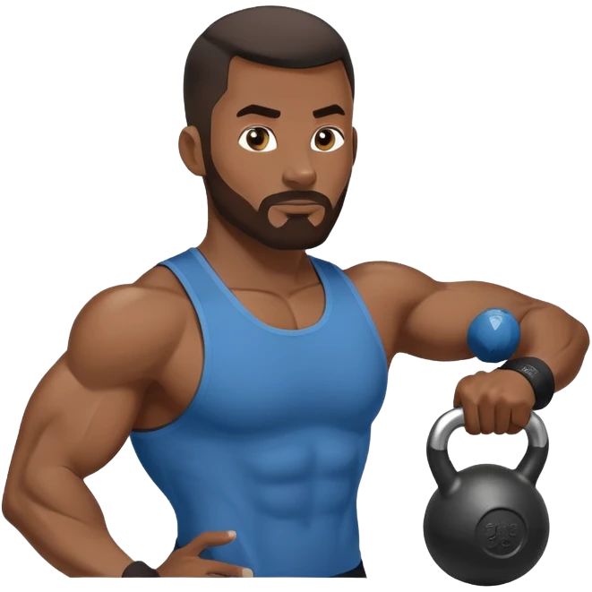 Black man kettlebell  emoji