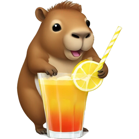 a funny capibara drinking cocktail emoji