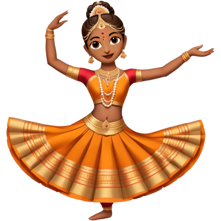 cinematic-realistic-bharatanatyam-dance-emoji,-depicted-as-an-elegant-classical-indian-dance-performance-with-graceful-poses,-intricate-costumes,-and-expressive-hand-gestures,-rendered-with-rich-textures-and-warm-dramatic-lighting, single dancer emoji