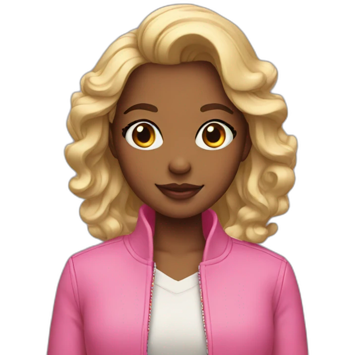 A girl with a pink jacket and heart earrings emoji
