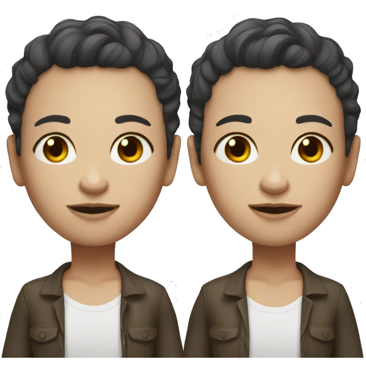 Dark short hair white skin twins  emoji