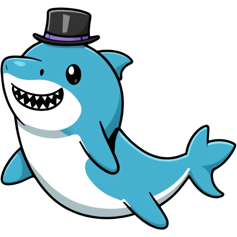 Shark with a top hat emoji
