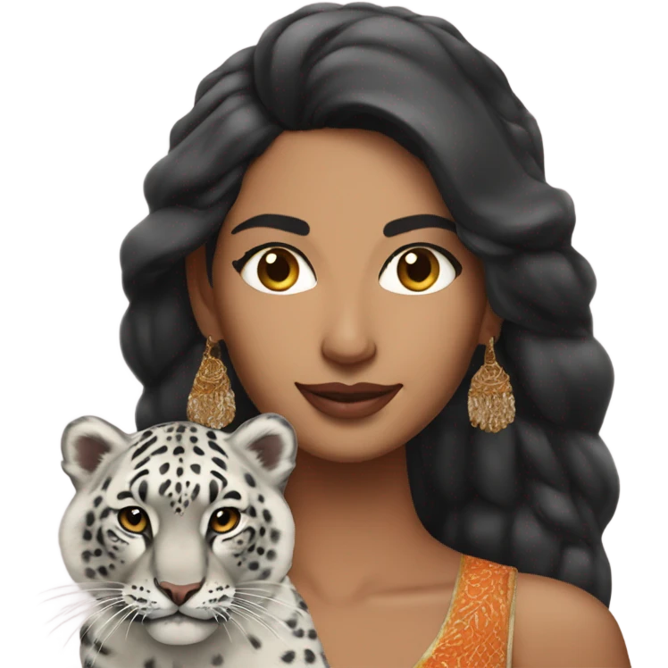 south Asian supermodel with tiger and snow leopard emoji