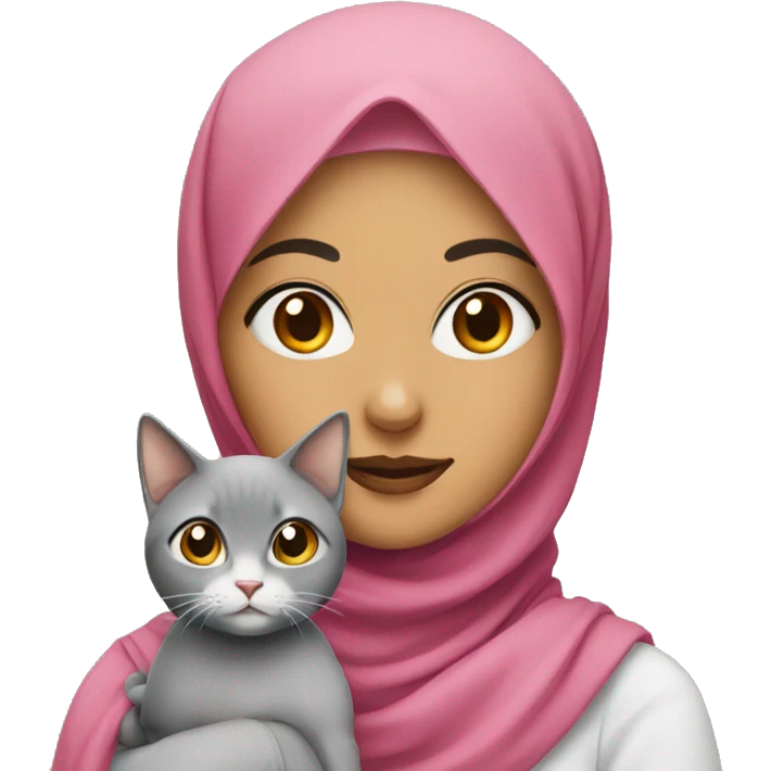 pretty woman with hijab holding a cat emoji