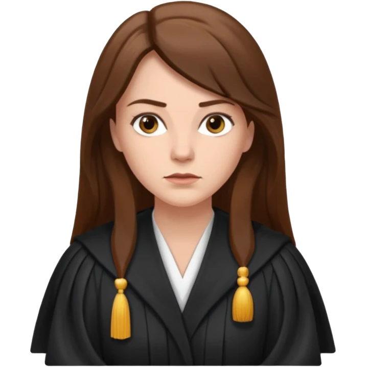 white-women-with-long-brown-hair-lawyer-in-lawyer’s-robe. emoji