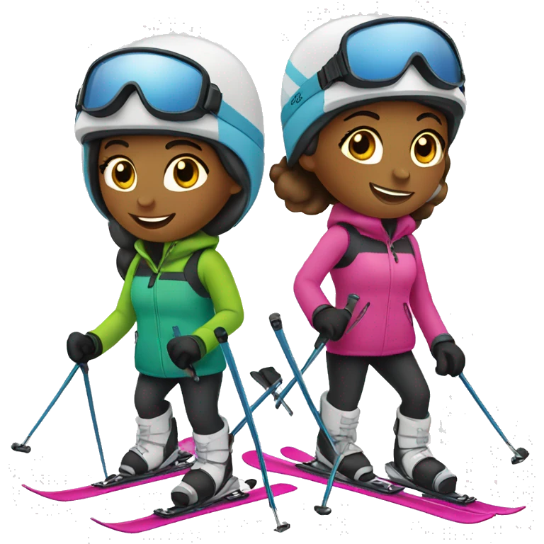 Two girls skiing  emoji