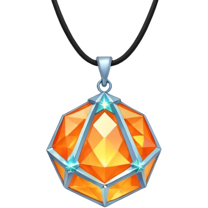 Fantasy Magic Orange Necklace Diamonds Low Poly emoji