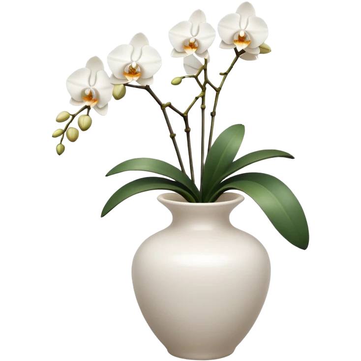 white orchids in white Italy vase  emoji
