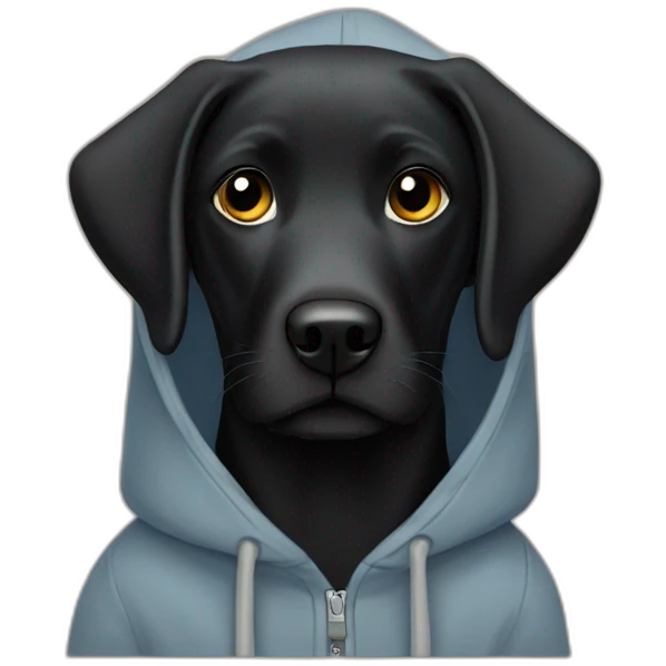 Black lab in a hoodie emoji