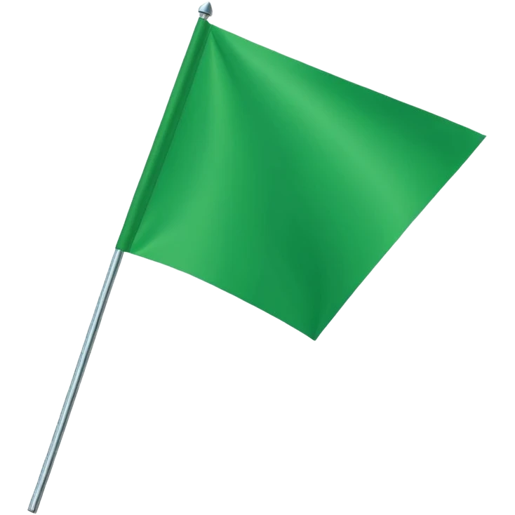 Emoji-style triangular flag, bright green, flat design, no folds or shading, simple and clean, minimalistic, centered on plain white or transparent background, high resolution emoji