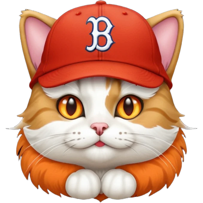 Cat wearing Boston Red Sox hat emoji