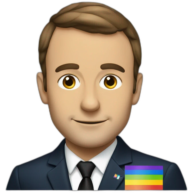 Emanuel Macron with a lgbt flag emoji