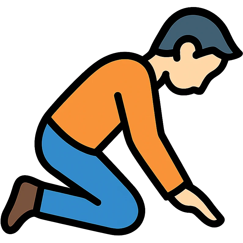 side view of a man kneeling and bowing, gesture of respect emoji