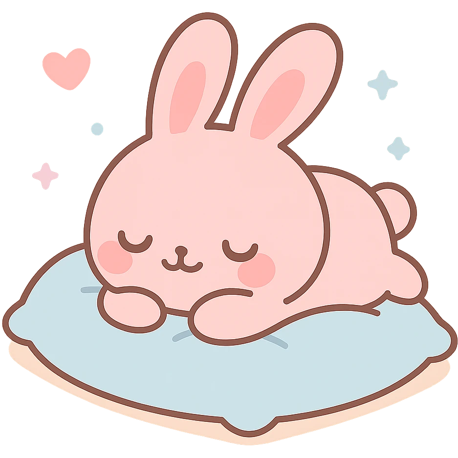 pink bunny sleeping on pillow emoji
