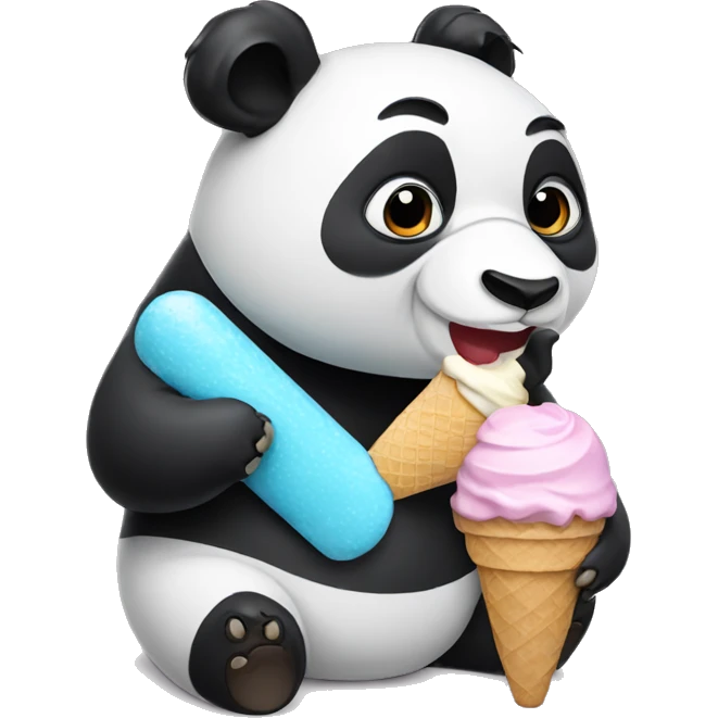 Panda eating ice cream emoji