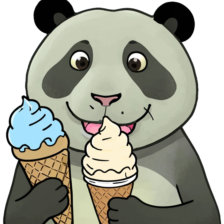 Panda eating ice cream emoji